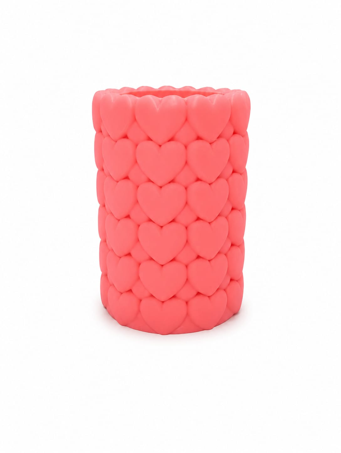 Organizador rosa com textura de coracoes impresso em 3D